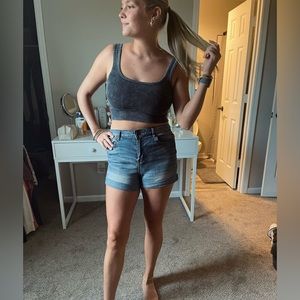 Mid-rise jean shorts
